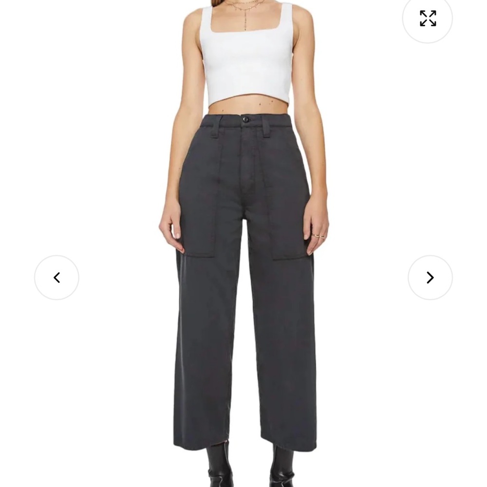 MOTHER Black Wide Leg Cropped Pants